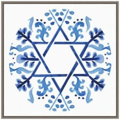 22 In. Canvas Indigo Hanukkah Collection C Christmas Holiday Framed Box Wall Art -Christmas Decor Shop amanti art christmas wall decorations 38865456266 c3 1000