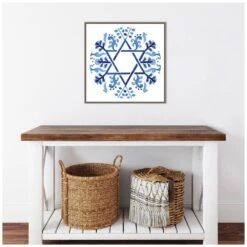 22 In. Canvas Indigo Hanukkah Collection C Christmas Holiday Framed Box Wall Art -Christmas Decor Shop amanti art christmas wall decorations 38865456266 fa 1000