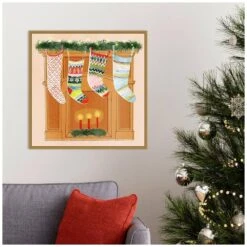 22 In. Christmas Stockings I Christmas Holiday Framed Canvas Box Wall Art -Christmas Decor Shop amanti art christmas wall decorations 38865456274 31 1000