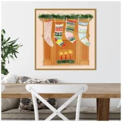 22 In. Christmas Stockings I Christmas Holiday Framed Canvas Box Wall Art -Christmas Decor Shop amanti art christmas wall decorations 38865456274 44 1000