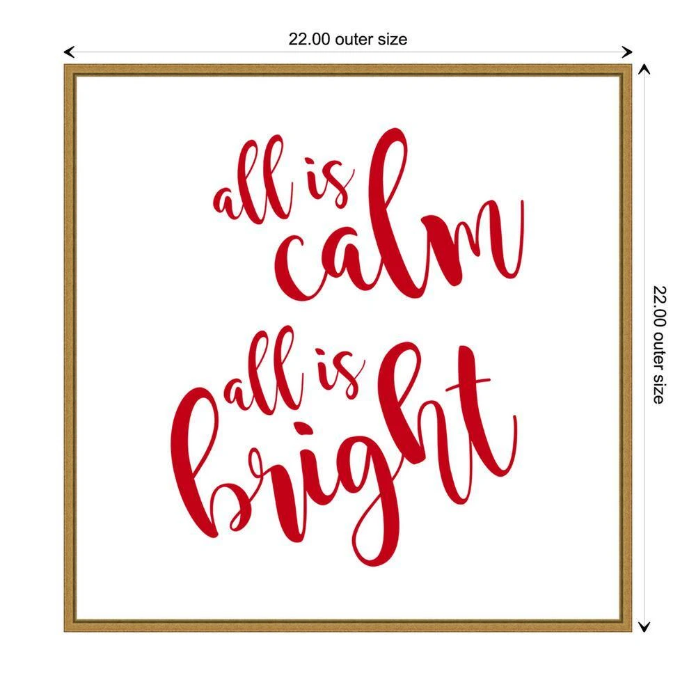 22 In. All Is Calm Script Red Christmas Holiday Framed Canvas Box Wall Art 7 22 In. All Is Calm Script Red Christmas Holiday Framed Canvas Box Wall Art - Image 5