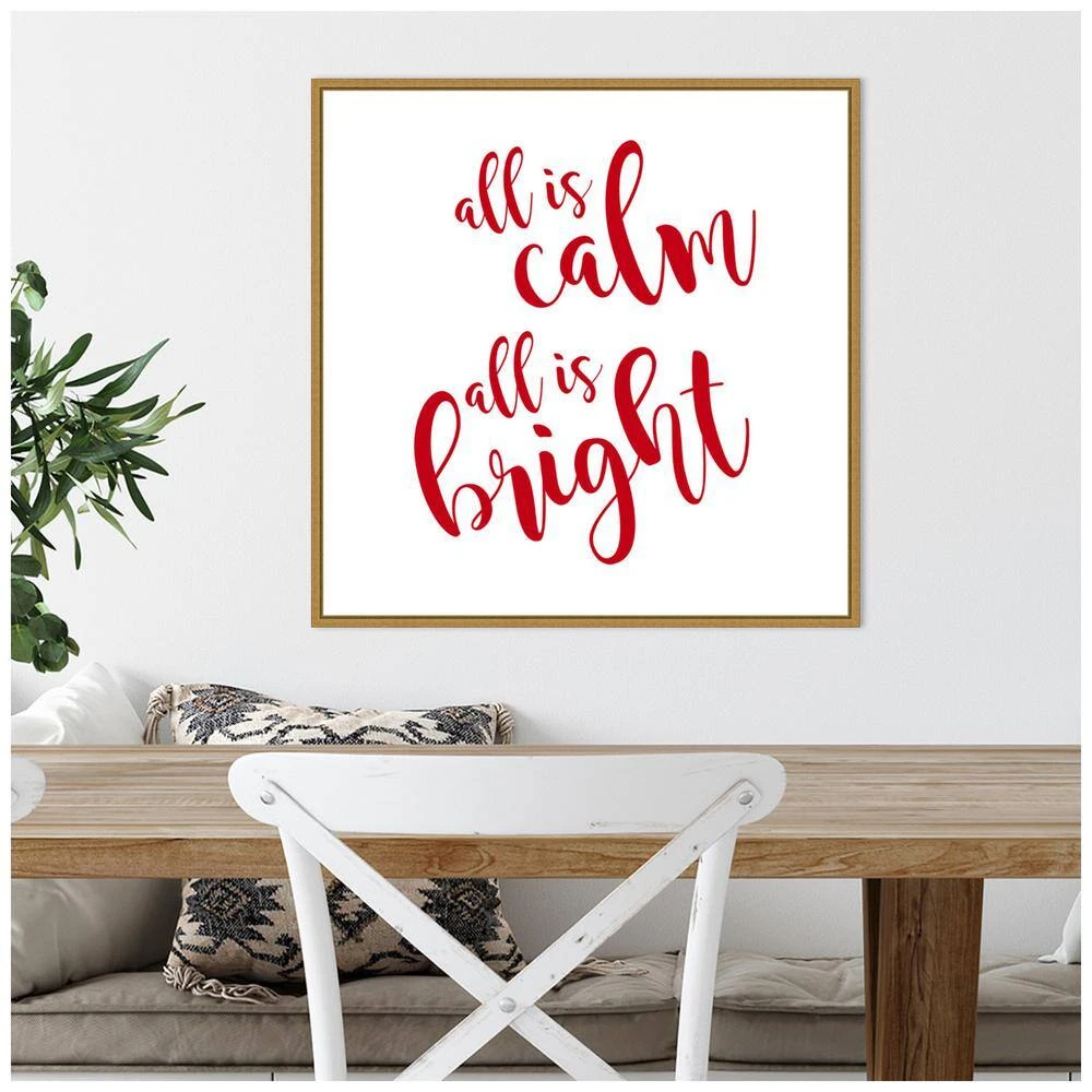 22 In. All Is Calm Script Red Christmas Holiday Framed Canvas Box Wall Art 8 22 In. All Is Calm Script Red Christmas Holiday Framed Canvas Box Wall Art - Image 6
