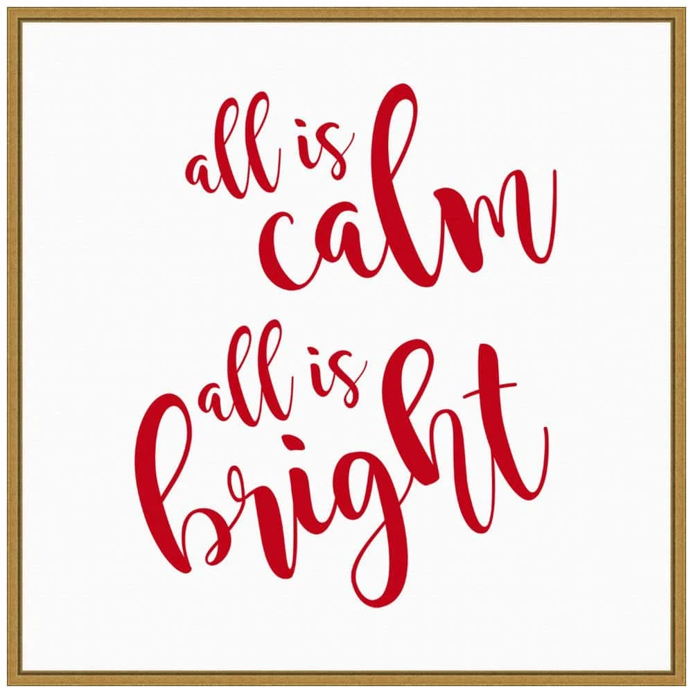 22 In. All Is Calm Script Red Christmas Holiday Framed Canvas Box Wall Art 3 22 In. All Is Calm Script Red Christmas Holiday Framed Canvas Box Wall Art