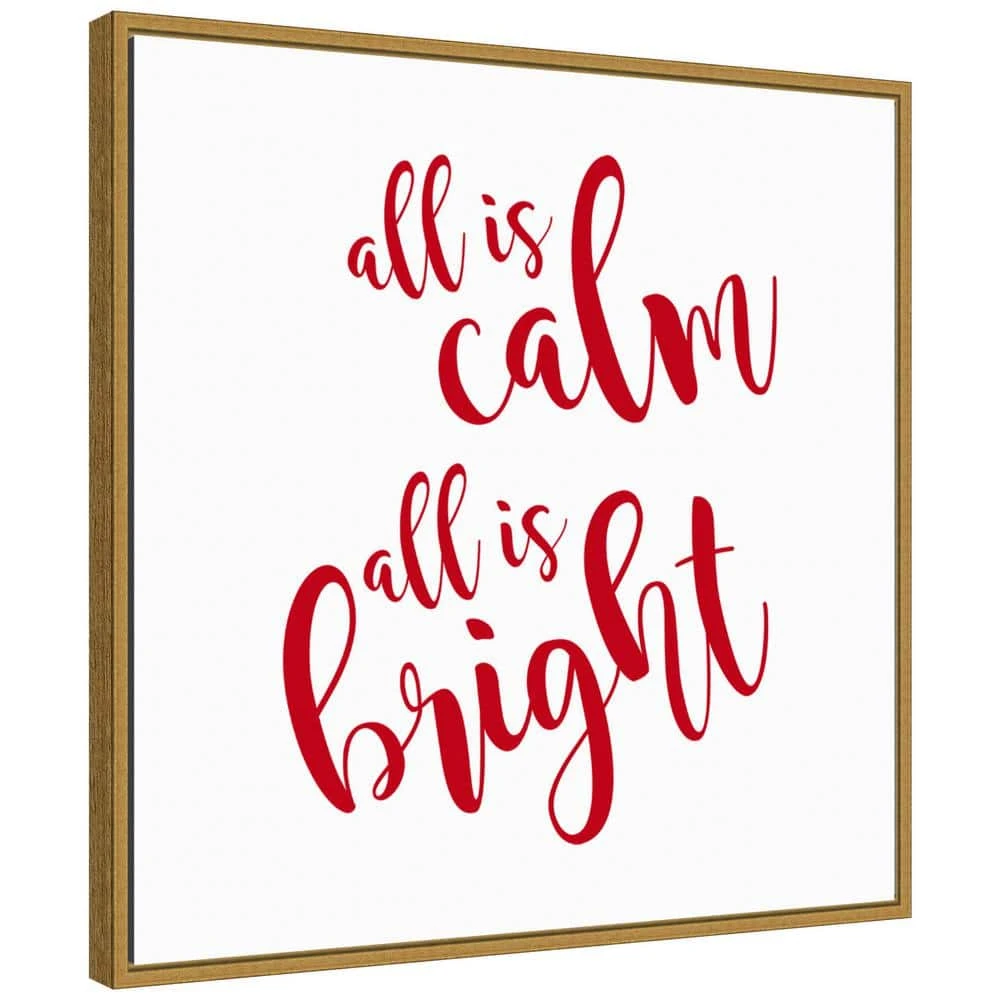22 In. All Is Calm Script Red Christmas Holiday Framed Canvas Box Wall Art 5 22 In. All Is Calm Script Red Christmas Holiday Framed Canvas Box Wall Art - Image 3