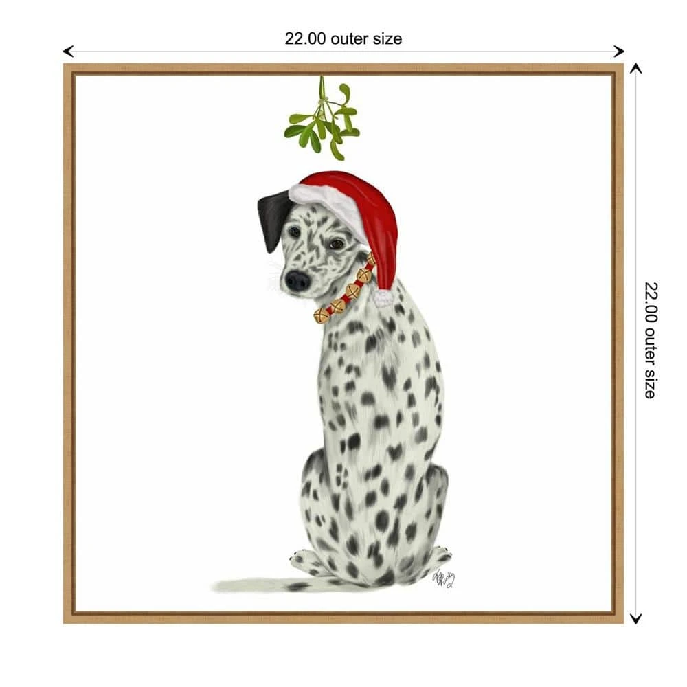 22 In. Christmas Dogs Dalmatian Mistletoe Christmas Holiday Framed Canvas Box Wall Art 7 22 In. Christmas Dogs Dalmatian Mistletoe Christmas Holiday Framed Canvas Box Wall Art - Image 5