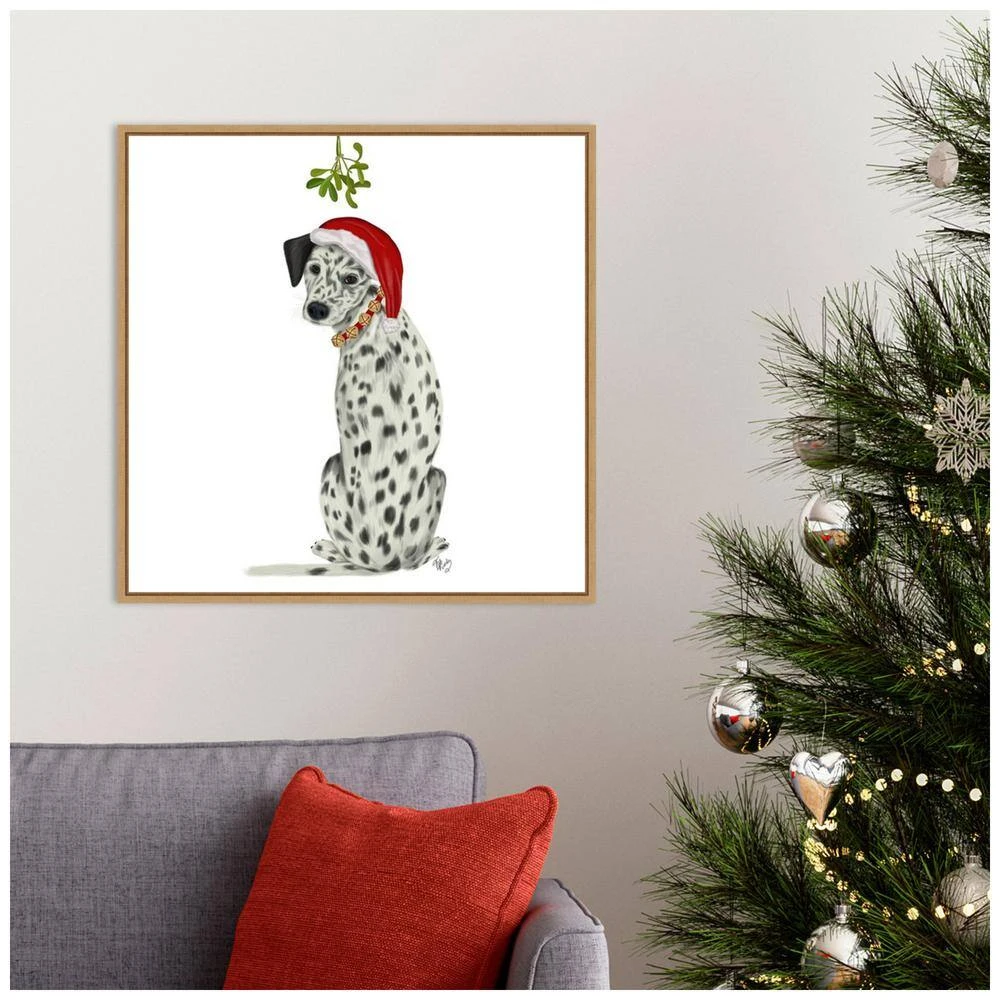 22 In. Christmas Dogs Dalmatian Mistletoe Christmas Holiday Framed Canvas Box Wall Art 10 22 In. Christmas Dogs Dalmatian Mistletoe Christmas Holiday Framed Canvas Box Wall Art - Image 8