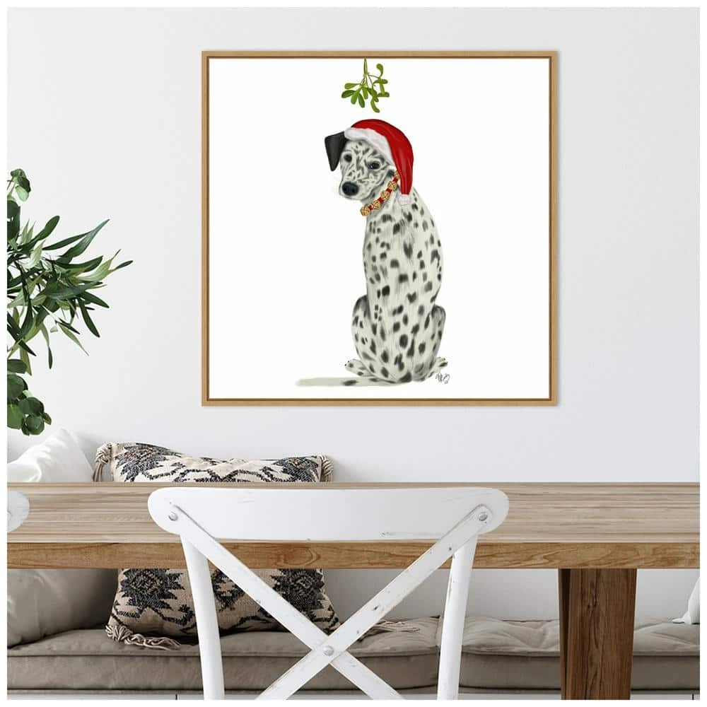 22 In. Christmas Dogs Dalmatian Mistletoe Christmas Holiday Framed Canvas Box Wall Art 8 22 In. Christmas Dogs Dalmatian Mistletoe Christmas Holiday Framed Canvas Box Wall Art - Image 6