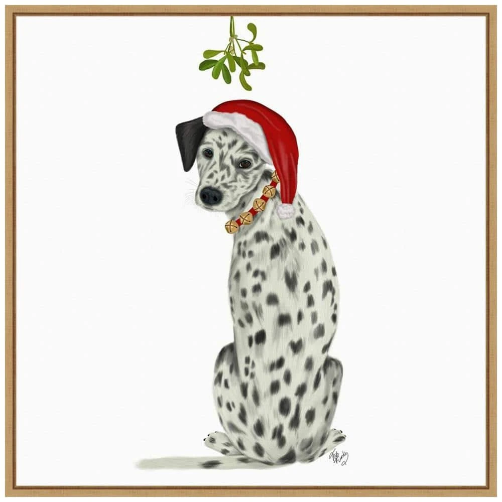22 In. Christmas Dogs Dalmatian Mistletoe Christmas Holiday Framed Canvas Box Wall Art 3 22 In. Christmas Dogs Dalmatian Mistletoe Christmas Holiday Framed Canvas Box Wall Art
