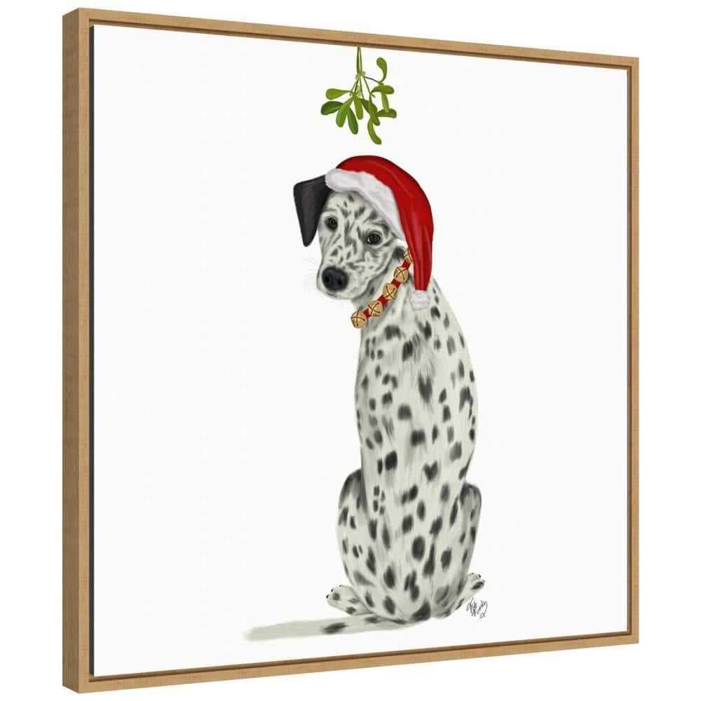 22 In. Christmas Dogs Dalmatian Mistletoe Christmas Holiday Framed Canvas Box Wall Art 5 22 In. Christmas Dogs Dalmatian Mistletoe Christmas Holiday Framed Canvas Box Wall Art - Image 3