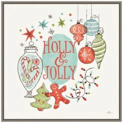 22 In. Retro Christmas IV Christmas Holiday Framed Canvas Box Wall Art