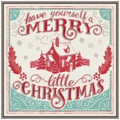 22 In. Merry Little Christmas V Christmas Holiday Framed Canvas Box Wall Art