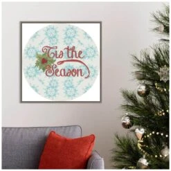 22 In. Christmas Poinsettias Collection C Christmas Holiday Framed Canvas Box Wall Art -Christmas Decor Shop amanti art christmas wall decorations 38865456354 31 1000