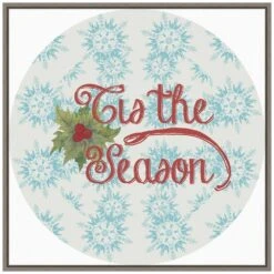 22 In. Christmas Poinsettias Collection C Christmas Holiday Framed Canvas Box Wall Art