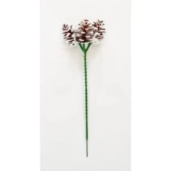 1.5 In. White Tip Plastic Pine Cone X 3 On A Christmas Wreath Pick Arrangement, Set Of 24