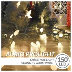 49.66 Ft. 150-Light LED Warm White Christmas String Light, Indoor/Outdoor C5 Lights With Continuous-On Technology 14 49.66 Ft. 150-Light LED Warm White Christmas String Light, Indoor/Outdoor C5 Lights With Continuous-On Technology -Christmas Decor Shop aurio lighting christmas novelty lights plcl150 c5 ww fa 1000