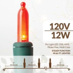 49.66 Ft. 150-Light LED Multi-Color Christmas String Light, Indoor/Outdoor Mini Lights With Continuous-On Technology -Christmas Decor Shop aurio lighting christmas string lights plcl150 hm5 m 4f 1000