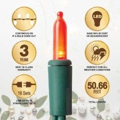 49.66 Ft. 150-Light LED Multi-Color Christmas String Light, Indoor/Outdoor Mini Lights With Continuous-On Technology -Christmas Decor Shop aurio lighting christmas string lights plcl150 hm5 m c3 1000