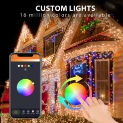 33 Ft. 299 LED Smart Icicle Lights Christmas W/58 Multicolor Modes Musical Modes Outdoor Waterproof Indoor Outdoor -Christmas Decor Shop avatar controls christmas string lights absl18 10m 1f 1000