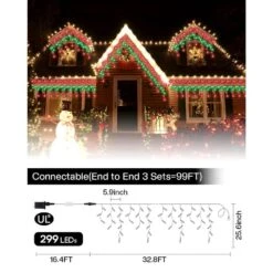 33 Ft. 299 LED Smart Icicle Lights Christmas W/58 Multicolor Modes Musical Modes Outdoor Waterproof Indoor Outdoor -Christmas Decor Shop avatar controls christmas string lights absl18 10m 44 1000