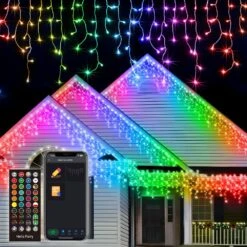 33 Ft. 299 LED Smart Icicle Lights Christmas W/58 Multicolor Modes Musical Modes Outdoor Waterproof Indoor Outdoor