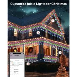 33 Ft. 299 LED Smart Icicle Lights Christmas W/58 Multicolor Modes Musical Modes Outdoor Waterproof Indoor Outdoor -Christmas Decor Shop avatar controls christmas string lights absl18 10m 76 1000