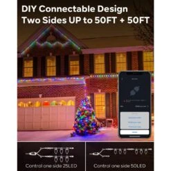 33 Ft. Smart String Lights Extendable C9 DIY Color Changing APP Remote Controlled Music Timer 50 LED -Christmas Decor Shop avatar controls christmas string lights sku absl14 10m 4f 1000