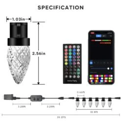 33 Ft. Smart String Lights Extendable C9 DIY Color Changing APP Remote Controlled Music Timer 50 LED -Christmas Decor Shop avatar controls christmas string lights sku absl14 10m fa 1000