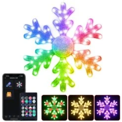 31.5 In. Big Snowflake Smart Lights Sparkleing DIY Color Changing Remote App Control 78 LED Prelit Window Hanging Lights