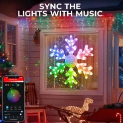31.5 In. Big Snowflake Smart Lights Sparkleing DIY Color Changing Remote App Control 78 LED Prelit Window Hanging Lights -Christmas Decor Shop avatar controls christmas window decorations absl69 76 1000