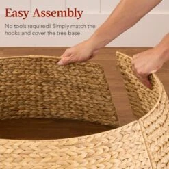 Best Choice Products 24 In. D Natural Woven Hyacinth Christmas Tree Collar With Cord Cut-Out -Christmas Decor Shop best choice products christmas tree collars sky6788 1f 1000