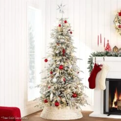 Best Choice Products 24 In. D Washed White Woven Hyacinth Christmas Tree Collar With Cord Cut-Out -Christmas Decor Shop best choice products christmas tree collars sky6790 44 1000