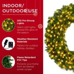 Best Choice Products 48 In. Pre-Lit LED Spruce Artificial Christmas Wreath With 200-Lights 13 Best Choice Products 48 In. Pre-Lit LED Spruce Artificial Christmas Wreath With 200-Lights -Christmas Decor Shop best choice products christmas wreaths sky5982 44 1000