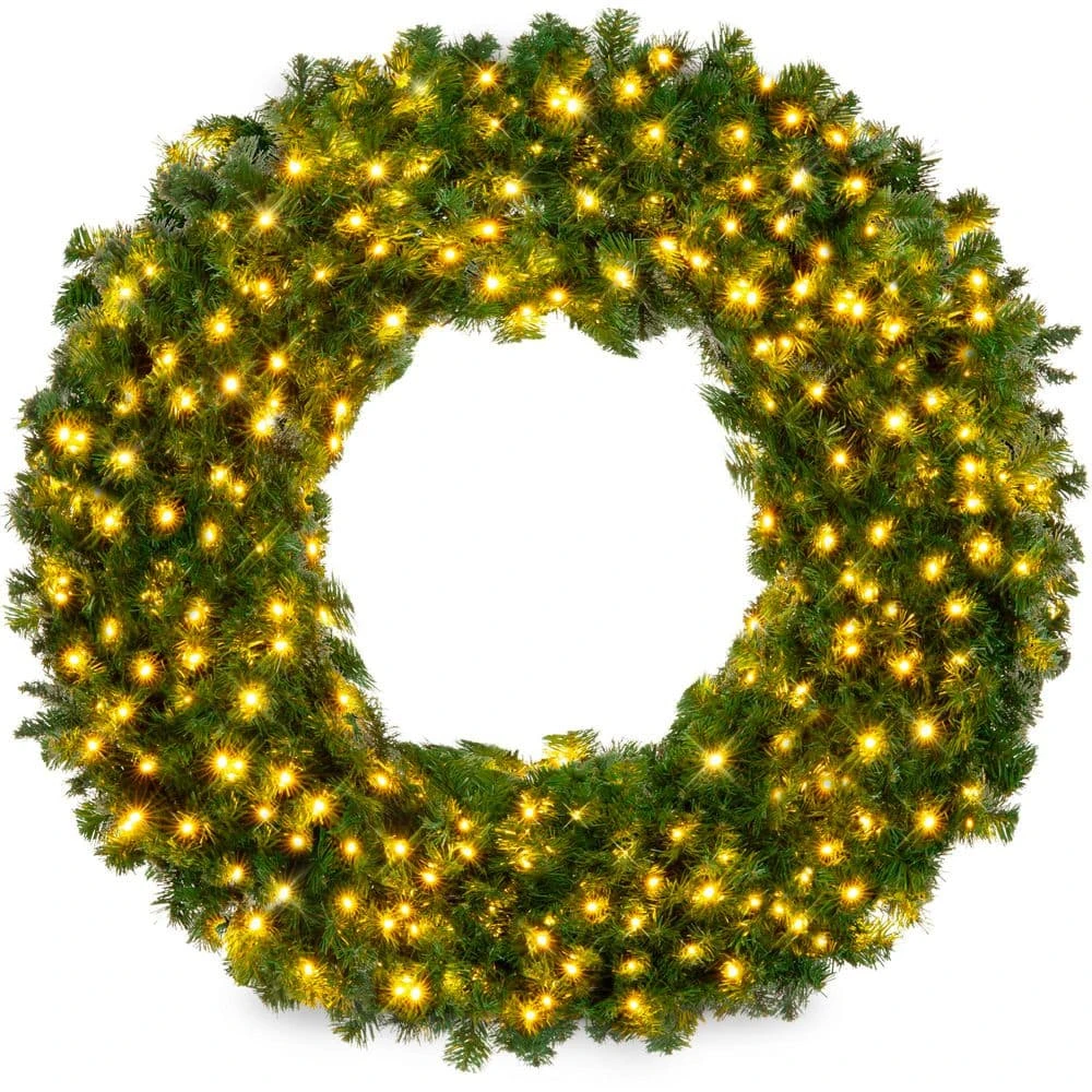 Best Choice Products 48 In. Pre-Lit LED Spruce Artificial Christmas Wreath With 200-Lights 3 Best Choice Products 48 In. Pre-Lit LED Spruce Artificial Christmas Wreath With 200-Lights