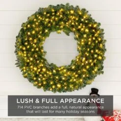 Best Choice Products 48 In. Pre-Lit LED Spruce Artificial Christmas Wreath With 200-Lights 15 Best Choice Products 48 In. Pre-Lit LED Spruce Artificial Christmas Wreath With 200-Lights -Christmas Decor Shop best choice products christmas wreaths sky5982 76 1000