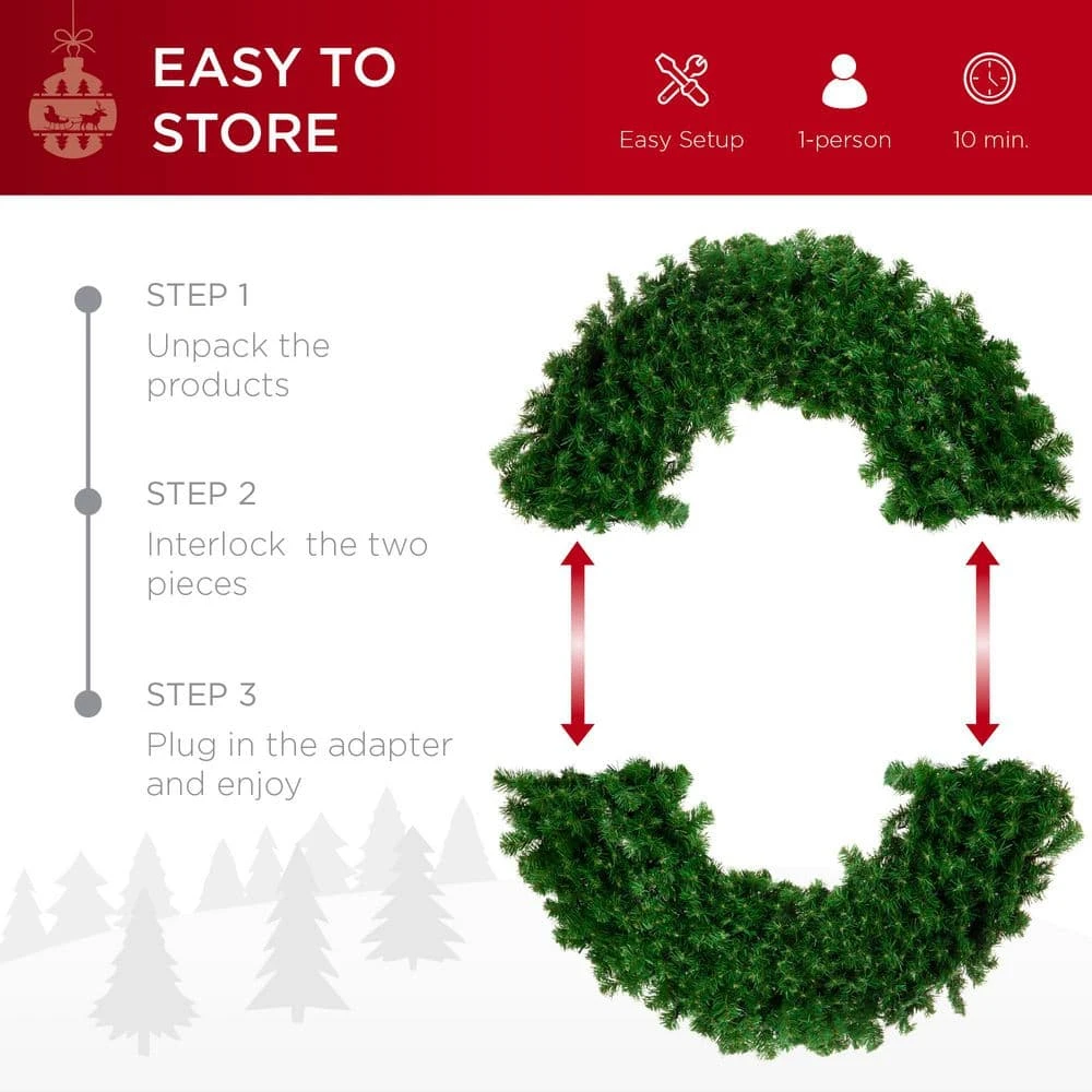 Best Choice Products 48 In. Pre-Lit LED Spruce Artificial Christmas Wreath With 200-Lights 8 Best Choice Products 48 In. Pre-Lit LED Spruce Artificial Christmas Wreath With 200-Lights - Image 6