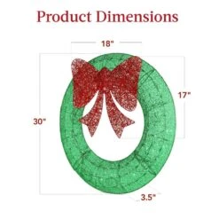 Best Choice Products 30 In. Pre-Lit LED Metal Outdoor Artificial Christmas Wreath With 100 Lights And Green/Red Bow -Christmas Decor Shop best choice products christmas wreaths sky8134 76 1000