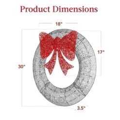 Best Choice Products 30 In. Pre-Lit LED Metal Outdoor Artificial Christmas Wreath With 100 Lights And Silver/Red Bow -Christmas Decor Shop best choice products christmas wreaths sky8137 76 1000