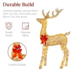 Best Choice Products 60 In. LED Metal Deer Family Christmas Yard Decoration -Christmas Decor Shop best choice products christmas yard decorations sky5826 1f 1000