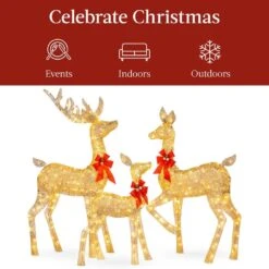 Best Choice Products 60 In. LED Metal Deer Family Christmas Yard Decoration -Christmas Decor Shop best choice products christmas yard decorations sky5826 fa 1000