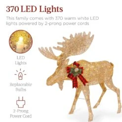Best Choice Products 60 In. Gold 2-Piece Christmas Moose Family Set With 370 LED Lights -Christmas Decor Shop best choice products christmas yard decorations sky8162 4f 1000
