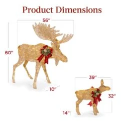 Best Choice Products 60 In. Gold 2-Piece Christmas Moose Family Set With 370 LED Lights -Christmas Decor Shop best choice products christmas yard decorations sky8162 76 1000