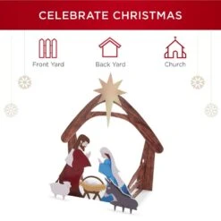 Best Choice Products 48 In. Christmas Outdoor Nativity Scene, Weather-Resistant Yard Decor - Multicolored -Christmas Decor Shop best choice products outdoor nativity sets sky6249 4f 1000