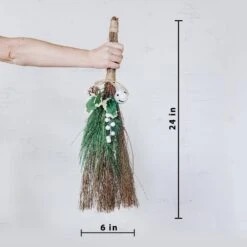 24 In. White Decorative Holiday Broom Arrangement (2-Pack) -Christmas Decor Shop bindle brass artificial christmas plants bb35 101948 1f 1000