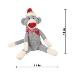 17 In. Holiday Sock Monkey Decoration -Christmas Decor Shop bindle brass christmas figurines bbd 100743 1f 1000