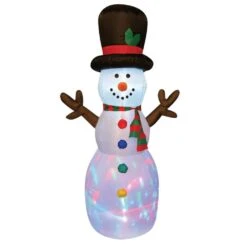 4.8 Ft. W X 8 Ft. H Snowman With Disco Lights Inflatable Airblown