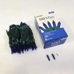 22.42 Ft. 100-Count Incandescent Blue Christmas String To String Mini Lights -Christmas Decor Shop brite star christmas string lights 37 343 00 76 1000