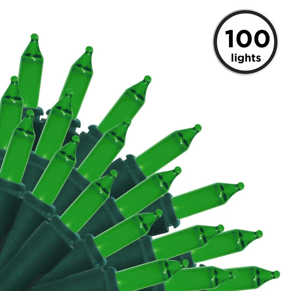22.42 Ft. 100-Count Incandescent Green Christmas String To String Mini Lights 3 22.42 Ft. 100-Count Incandescent Green Christmas String To String Mini Lights