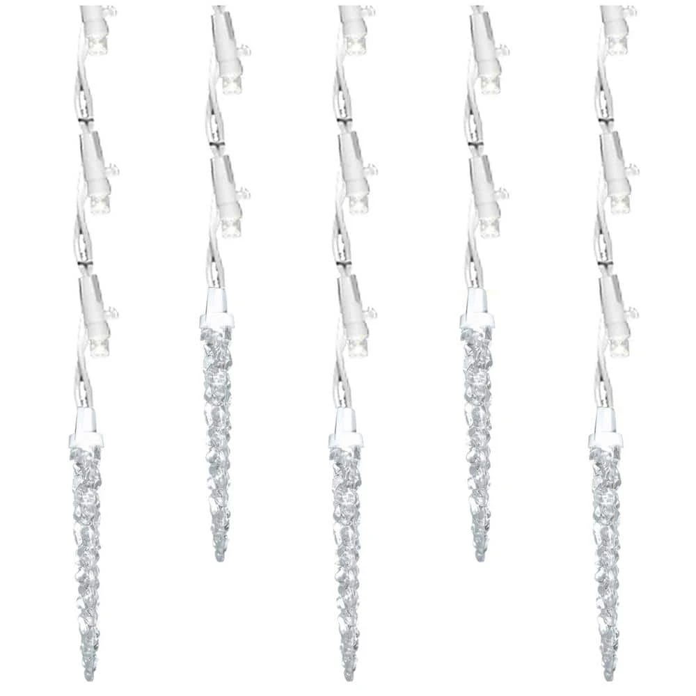 60-Light Pure White LED Icicle Ice Light Set With Ice 3 60-Light Pure White LED Icicle Ice Light Set With Ice