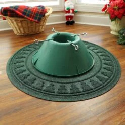 Aqua Shield Pine Tree Evergreen 35 In. Round PET Polytester/Rubber Christmas Tree Skirt Mat -Christmas Decor Shop bungalow flooring christmas tree skirts 20293593535 31 1000