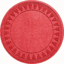 Waterhog Pine 35 In. Round PET Polyester Indoor Outdoor Tree Skirt Solid Red